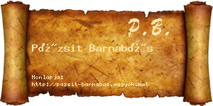 Pázsit Barnabás névjegykártya