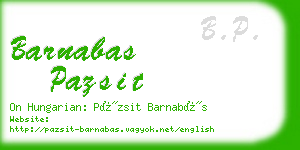 barnabas pazsit business card